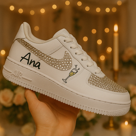 Custom Bridal Sneakers – Pearl & Rhinestone Wedding Shoes