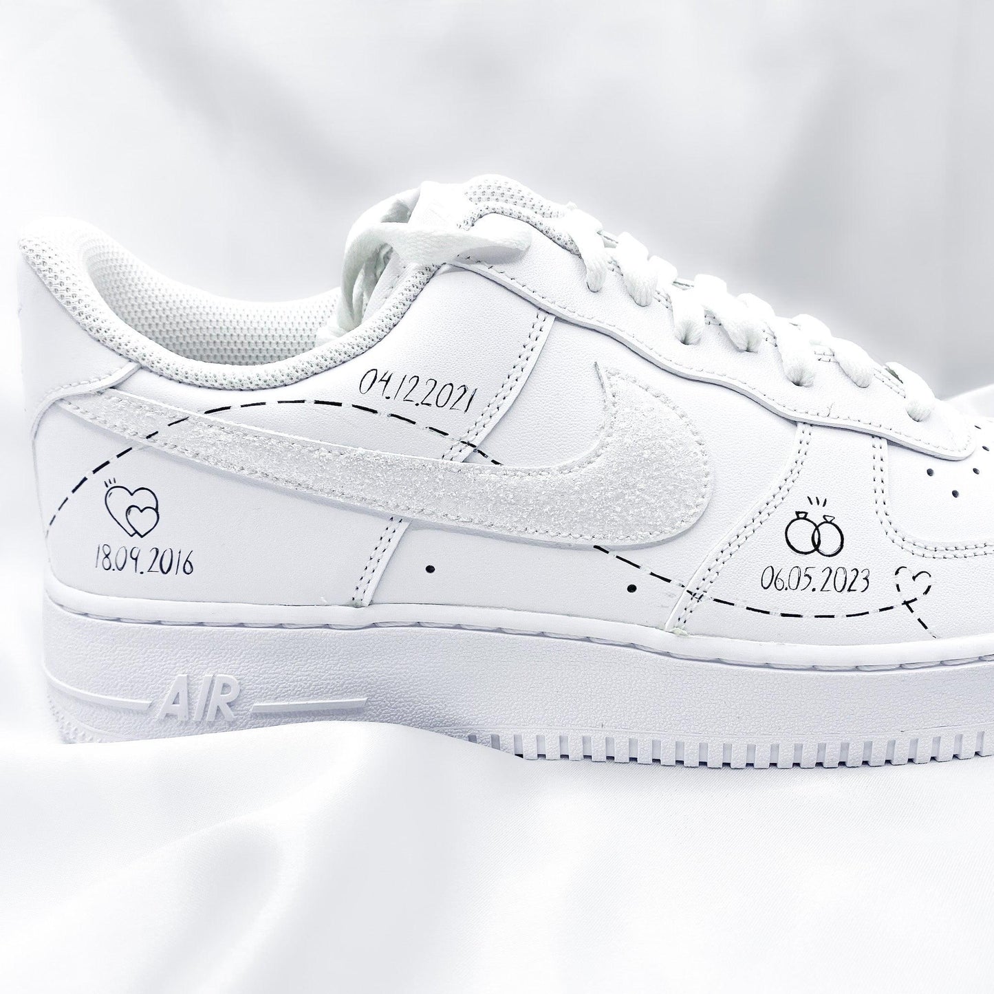 Personalized Wedding Sneakers – Custom Date & Ring Design