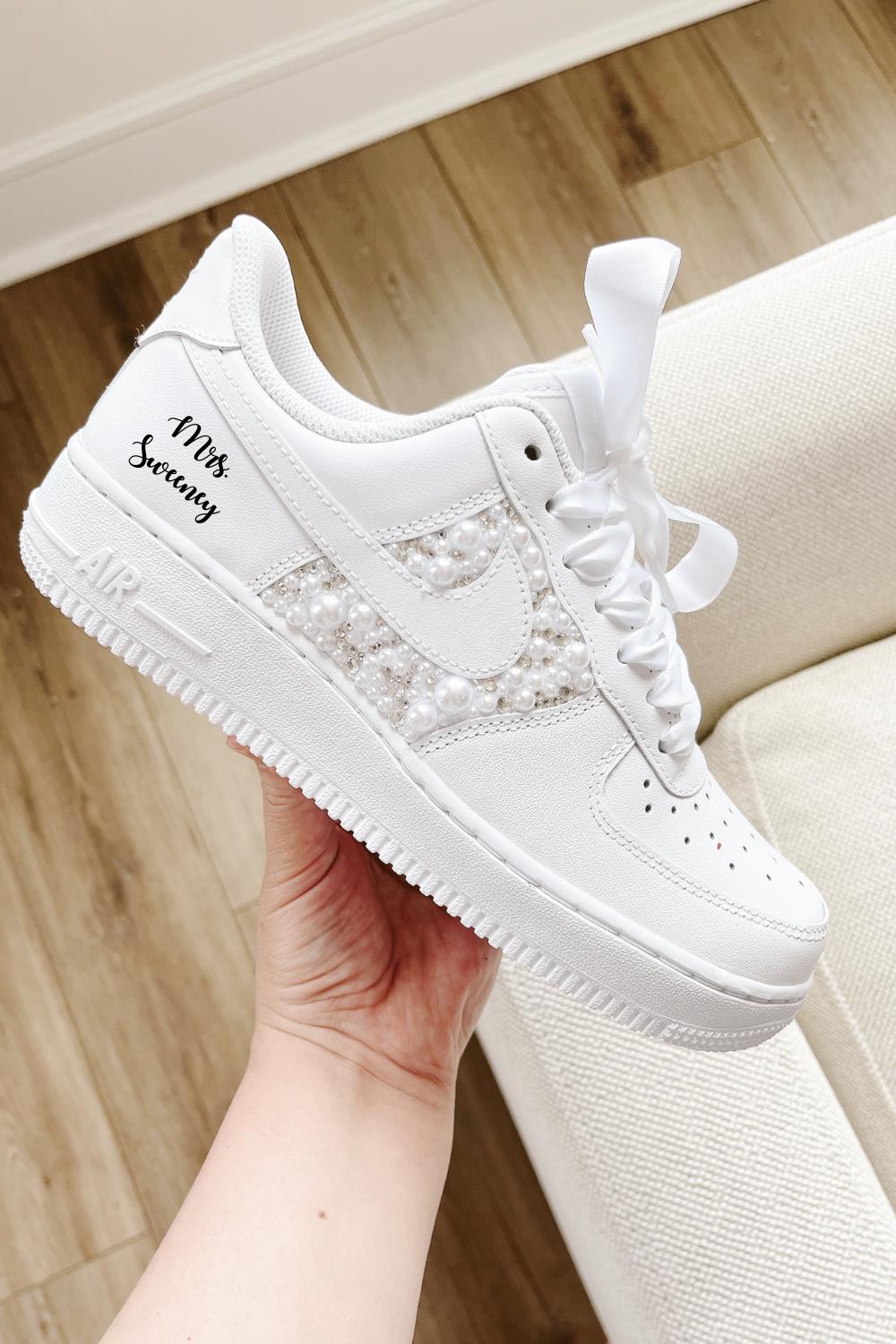 Personalized Bridal Sneakers – Pearl & Rhinestone Wedding