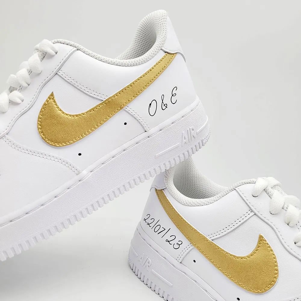 Custom Bride & Groom Sneakers β Gold Detail Wedding Shoes