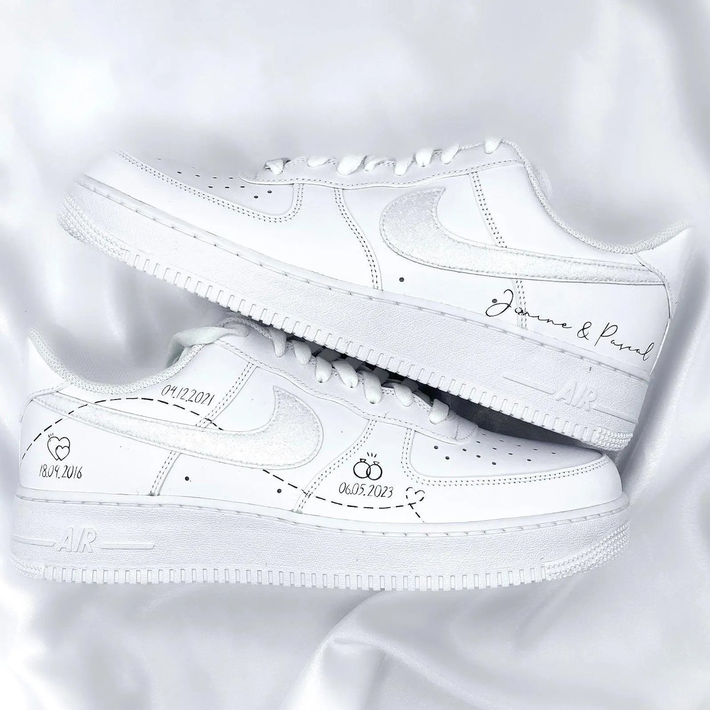 Personalized Wedding Sneakers – Custom Date & Ring Design