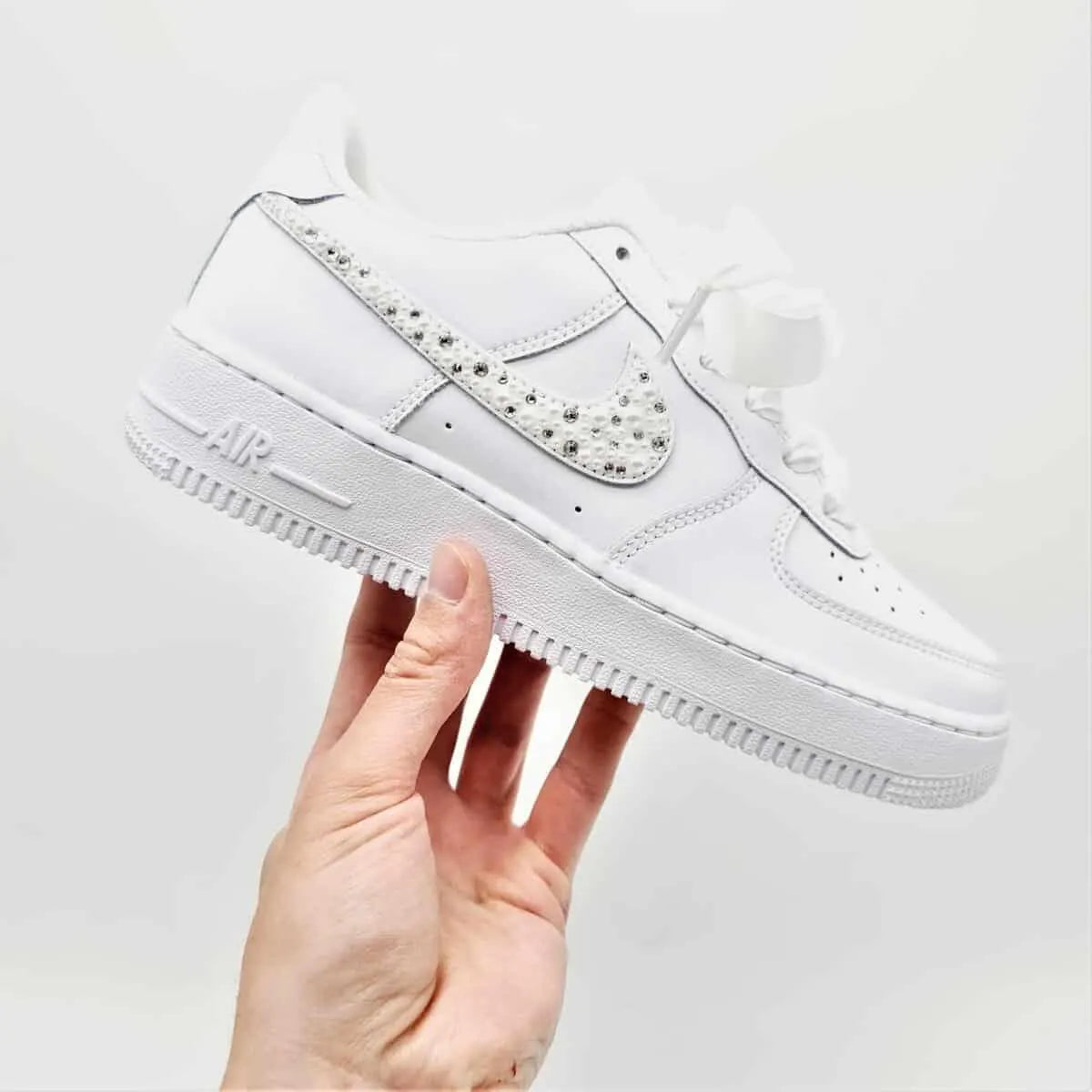 Custom Handmade Bridal Shoes β Pearl & Crystal Wedding Sneakers