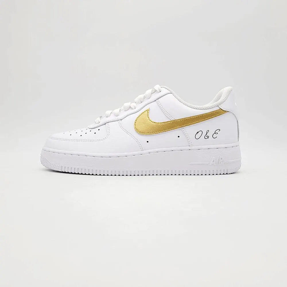 Custom Bride & Groom Sneakers β Gold Detail Wedding Shoes