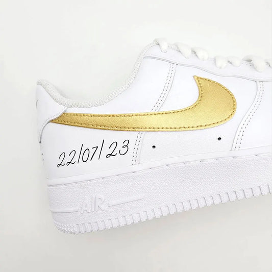 Custom Bride & Groom Sneakers – Gold Detail Wedding Shoes