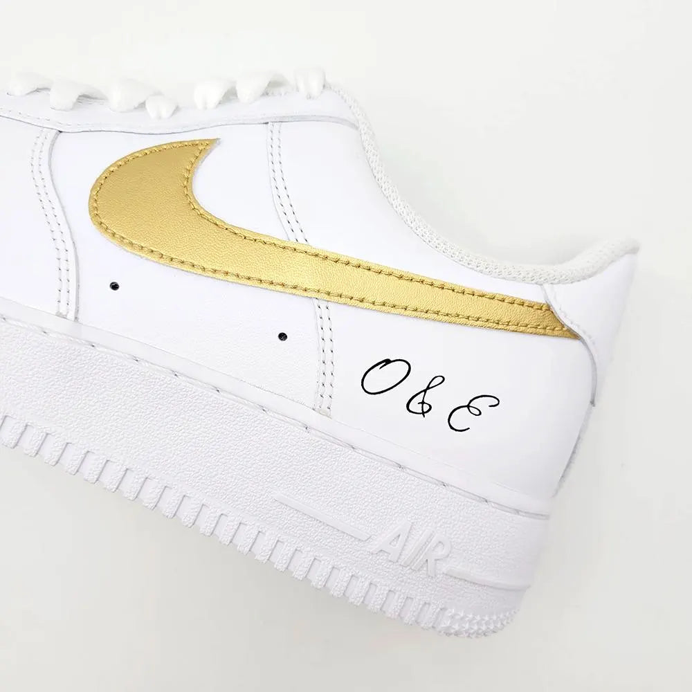 Custom Bride & Groom Sneakers β Gold Detail Wedding Shoes
