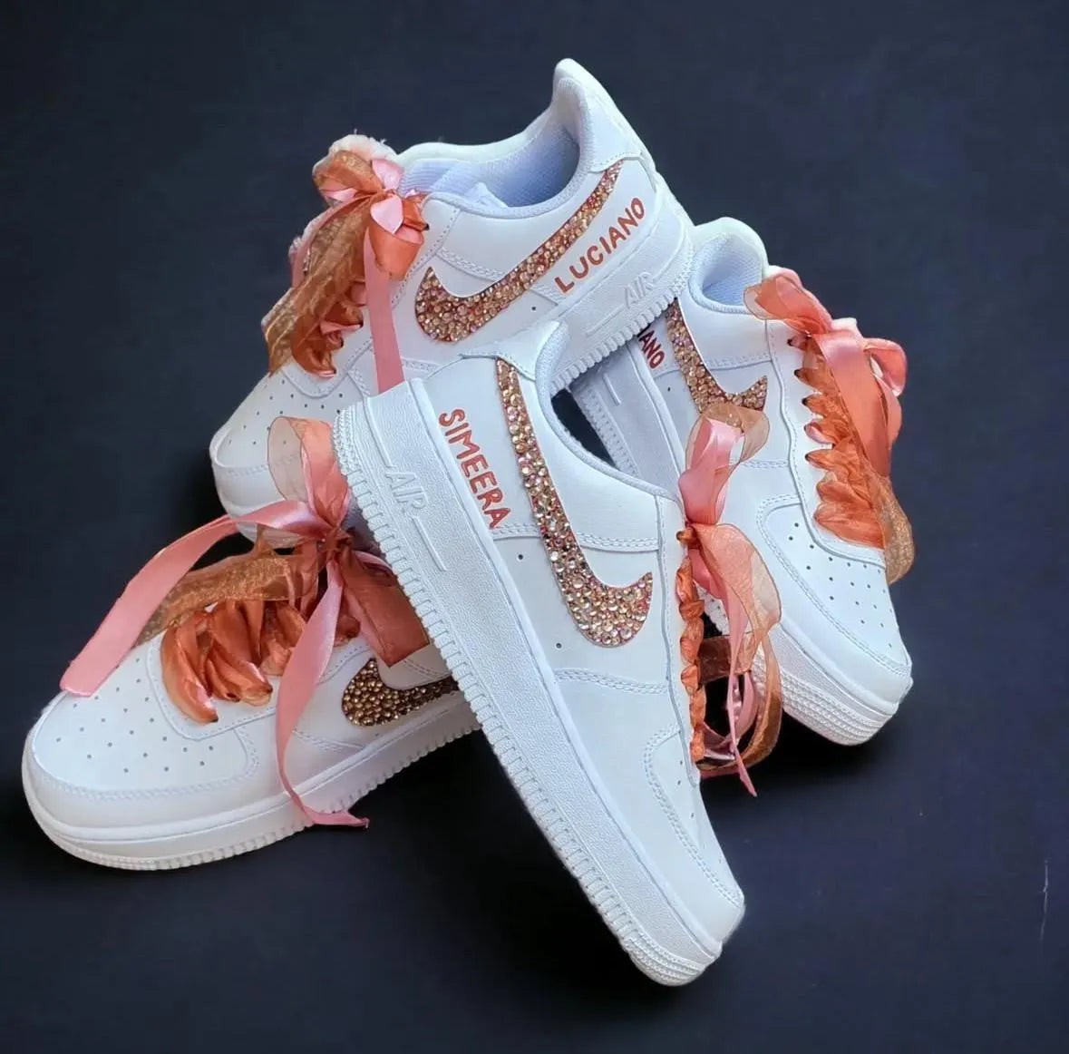 Personalized Wedding Sneakers β Rhinestone & Satin Lace