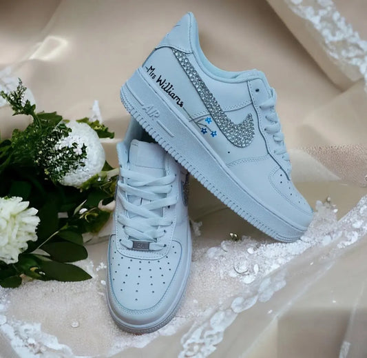 Custom Bridal Sneakers – Handmade Rhinestone Pearl Wedding Shoes
