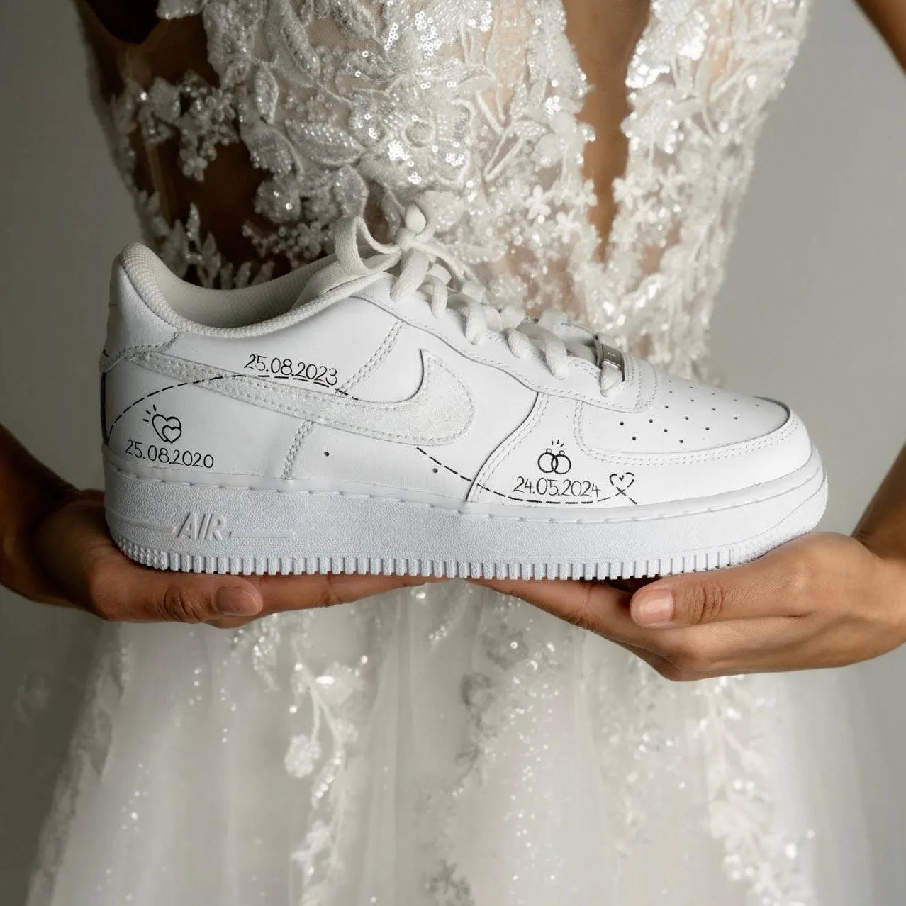 Personalized Wedding Sneakers – Custom Date & Ring Design