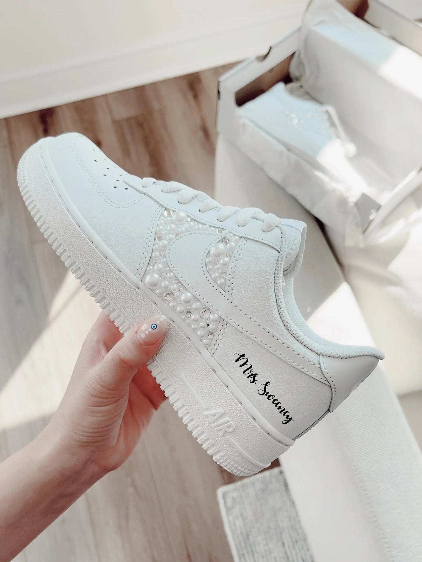Personalized Bridal Sneakers – Pearl & Rhinestone Wedding